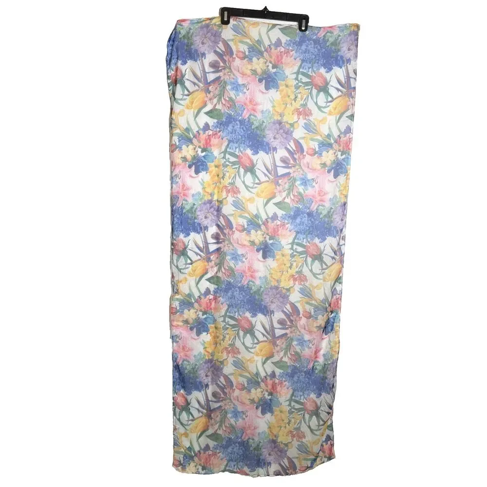 Italian Viscose Floral Rectangular Scarf Cottagecore Euro Summer Boho Chic Fairy